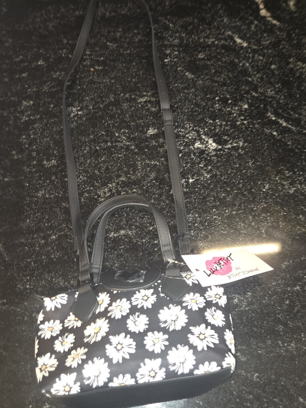 Betsey Johnson Black Floral Daisy Crossbody Bag